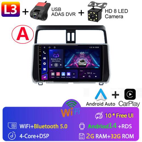 For Toyota Land Cruiser Prado 150 2018 2019 - 2022 Carplay 360 Camera Auto Android 13Car Radio Multimedia Player GPS Stereo Wifi