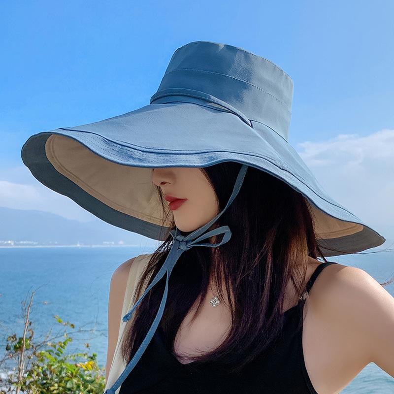 

Ранневесенняя двусторонняя панама, летняя защита лица, шляпа с широкими полями от солнца, защита от УФ-лучей, шляпа от солнца One size