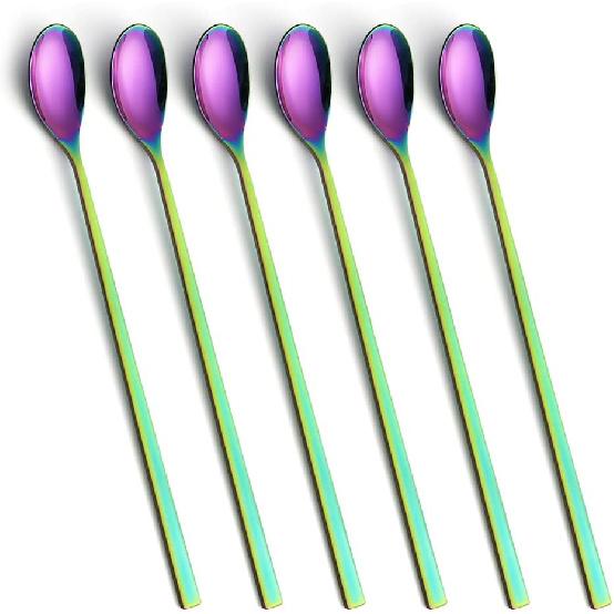 AOOSY Long Handle Spoon, Coffee Stirrers, 9-inch Ice Tea Spoon,Premium 18/10 Stainless Steel Iced Teaspoon for Mothers Milks Tea Mixing Cocktail