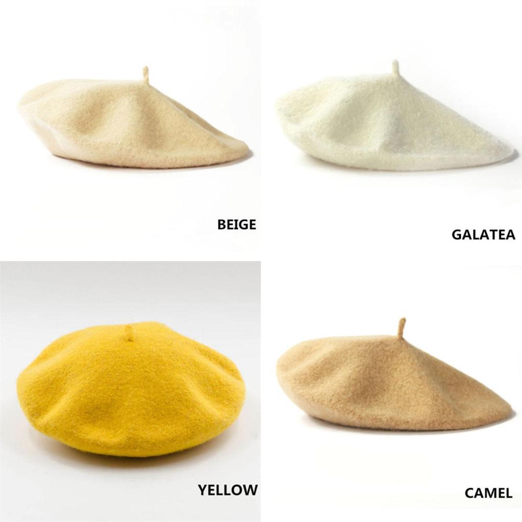 Stylish Women Solid Wool Beret French Artist Beanie Hat For Cozy Winter Days