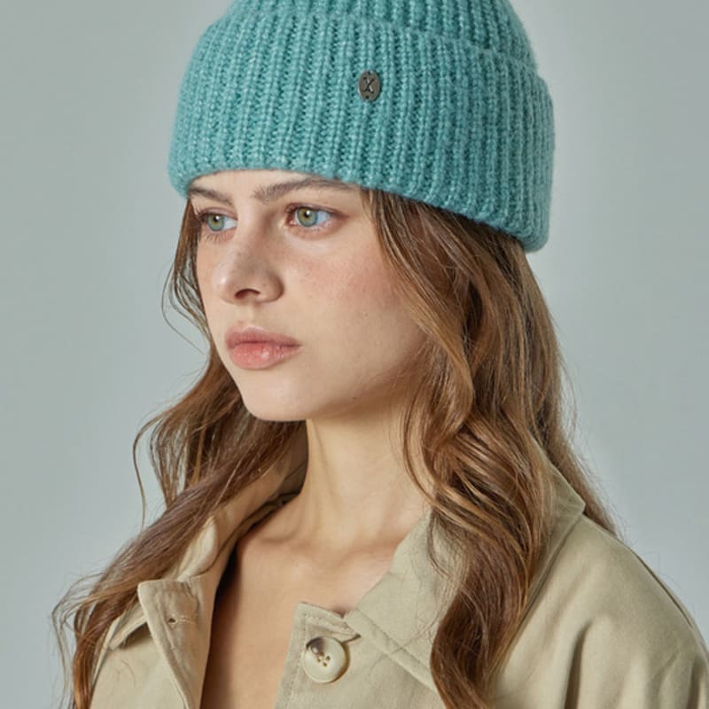 

VARZAR VA Изогнутая овальная металлическая вязаная шапка мятного цвета FREE