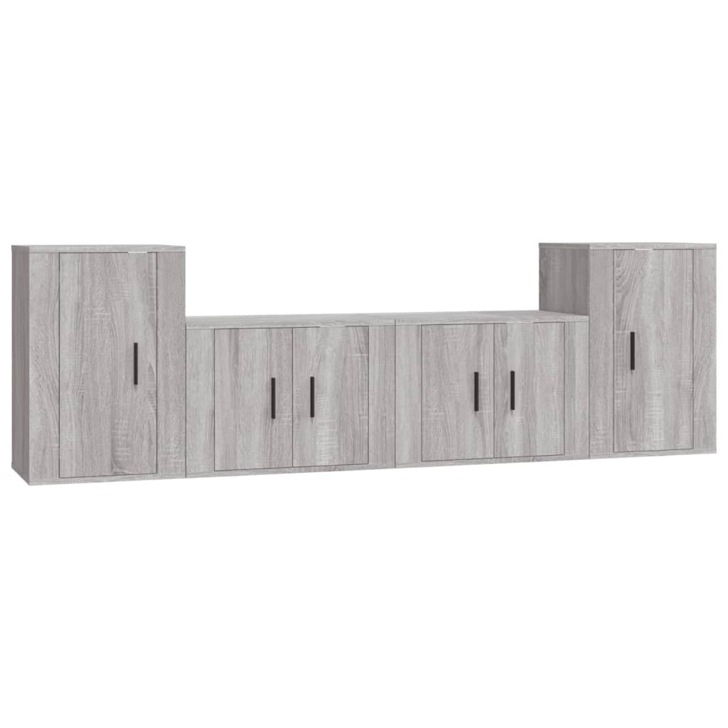 4 piece TV cabinet set gray Sonoma particleboard