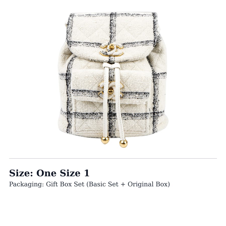 Chanel 22K Autumn And Winter Tweed Backpack Women's White AS3615-B09713-NJ538