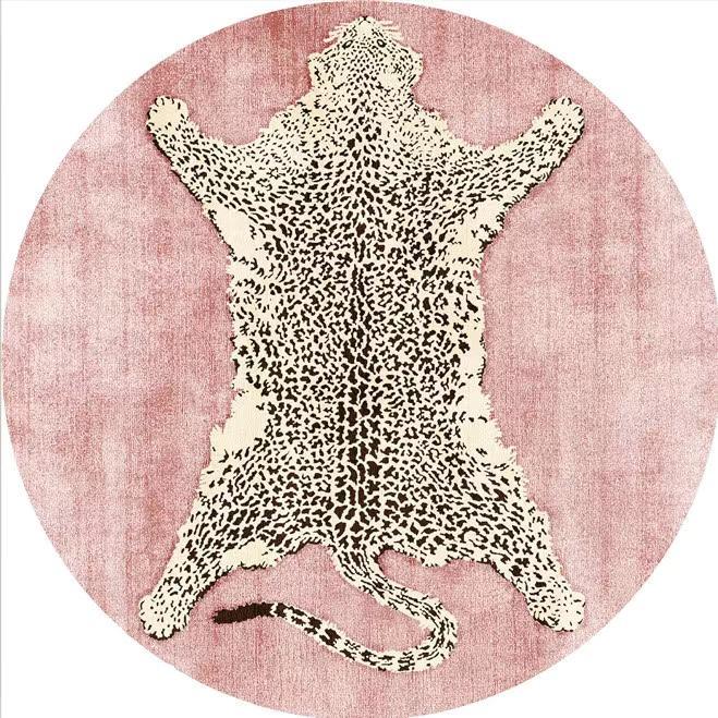 Light Luxury Bedroom Decor Round Carpet Thickend Plush Bedside Floor Mat Fluffy Soft Rug Leopard Pattern Carpets for Living Room