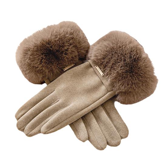 

Women Thermal Gloves Warm Winter Gloves with Furry Cuffs Windproof Touchscreen Gloves for Driving Cycling Skiing Commuting