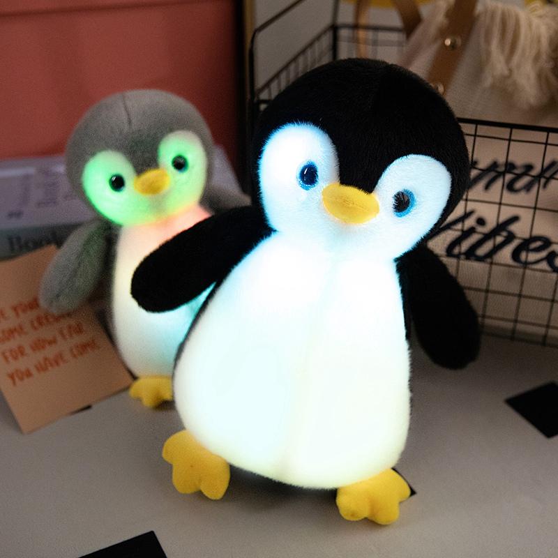 Kreatives Pinguin-Spielzeug Leuchtendes Kissen Weich Gefüllt Plüsch Leuchtend Bunt Sterne Kissen LED-Licht Spielzeug Geschenk