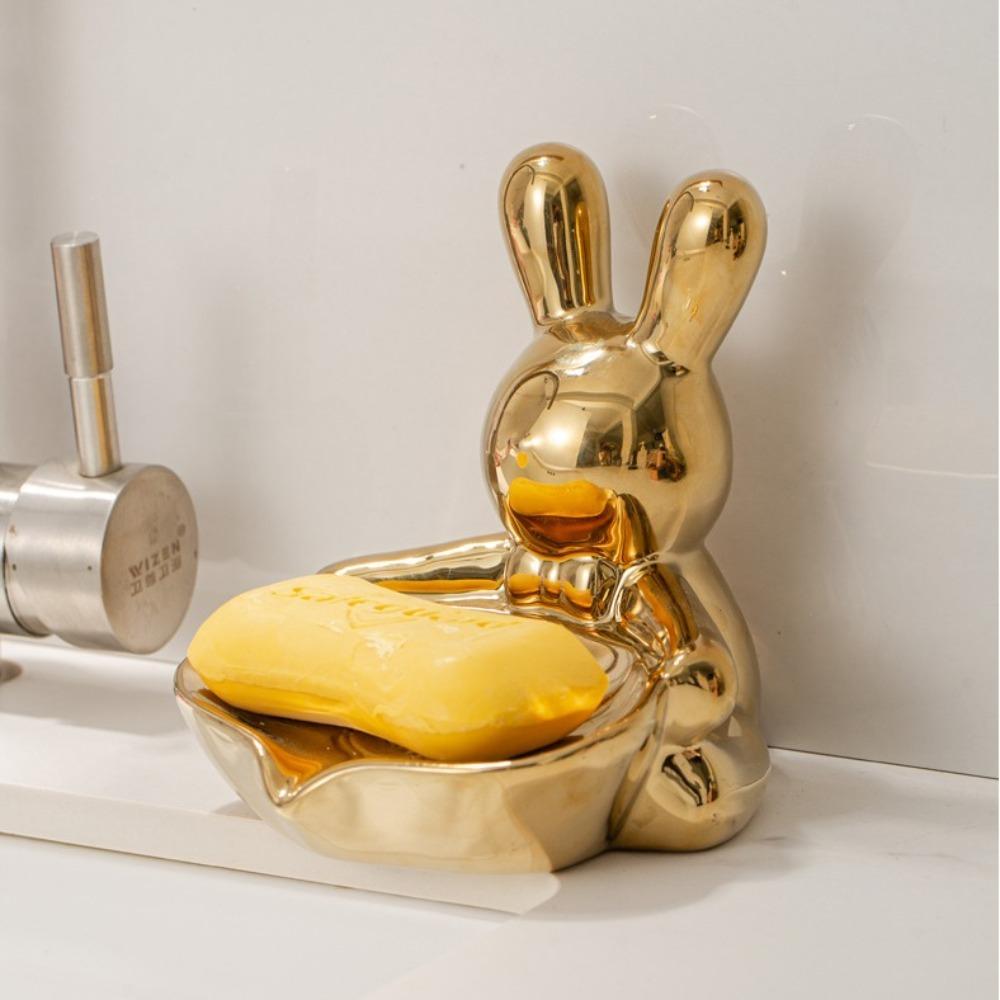 Bunny Soap Dish Light Luxury Drain Soap Rack Creative Soap Box  Bathroom