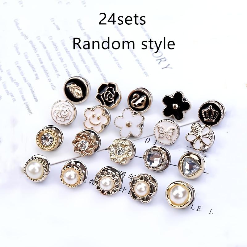 24 Sets Boxed Anti-glare Brooch Dress Neckline Pin Clothes Fixed Buckle Women Girl Fashion Removable and reusable Seam Free Buckle