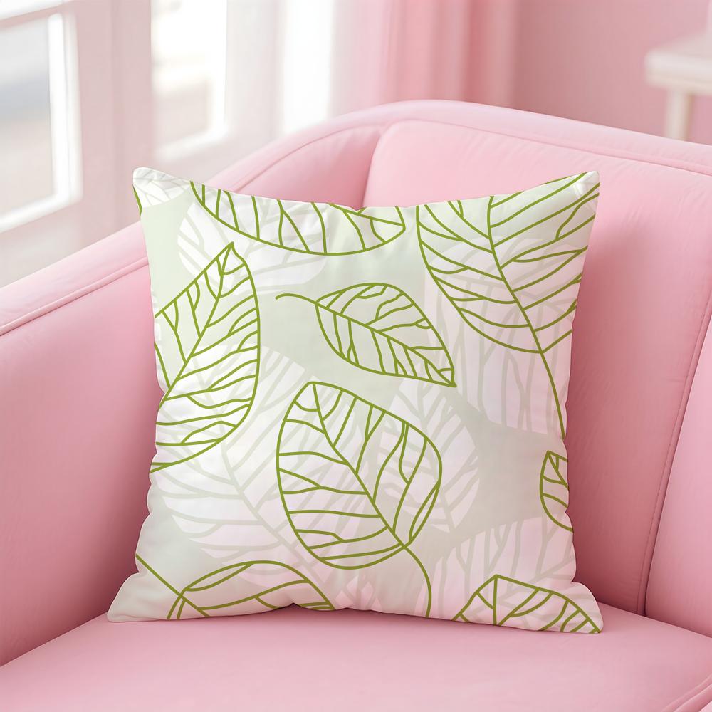 Simple Classic Retro Style Leaf and Plant Cushion Cover Pillowcase Short Plush Invisible Zipper Room Sofa Cushion Cover