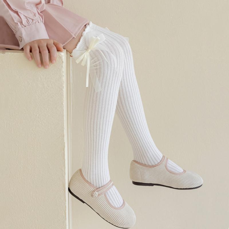 New Kids Girls Bow Long Socks Spring Autumn Cotton Over The Knee High Socks Cute Baby Lolita Stockings