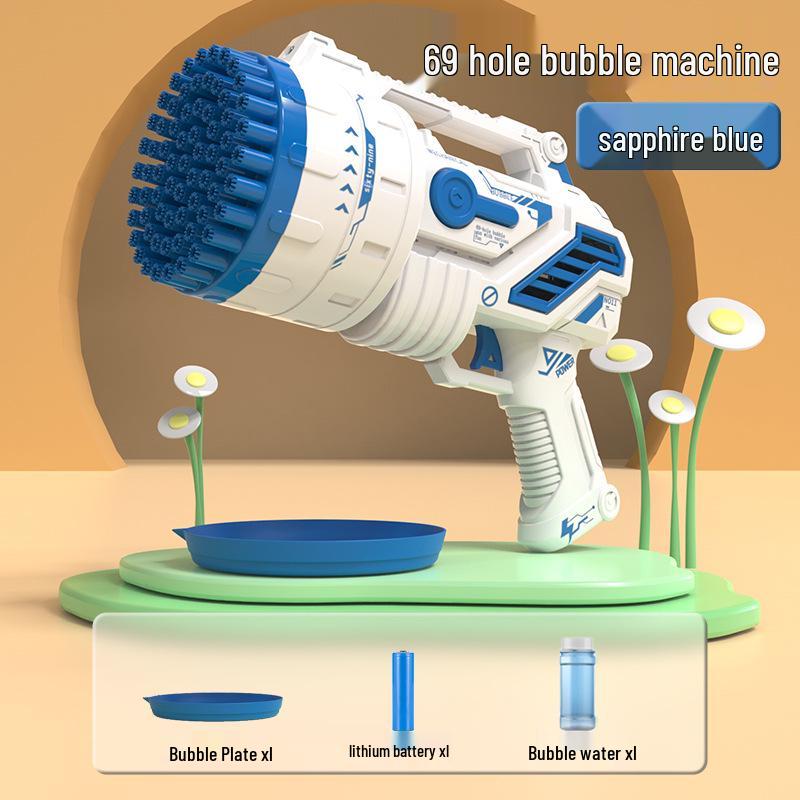 Douyin 69-Hole Light-Up Bubble Gun Rocket Launcher Toy for Kids