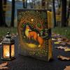 200 -Page Fox Leather Grimoire | Handmade Spell Book of Shadows, Vintage Deckle Paper Journal, Unique Fox Gift for Him and Her