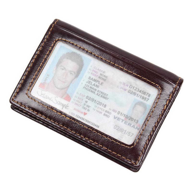 Jiameida Vintage Leather RFID Anti-Theft Unisex Coin & Card Wallet