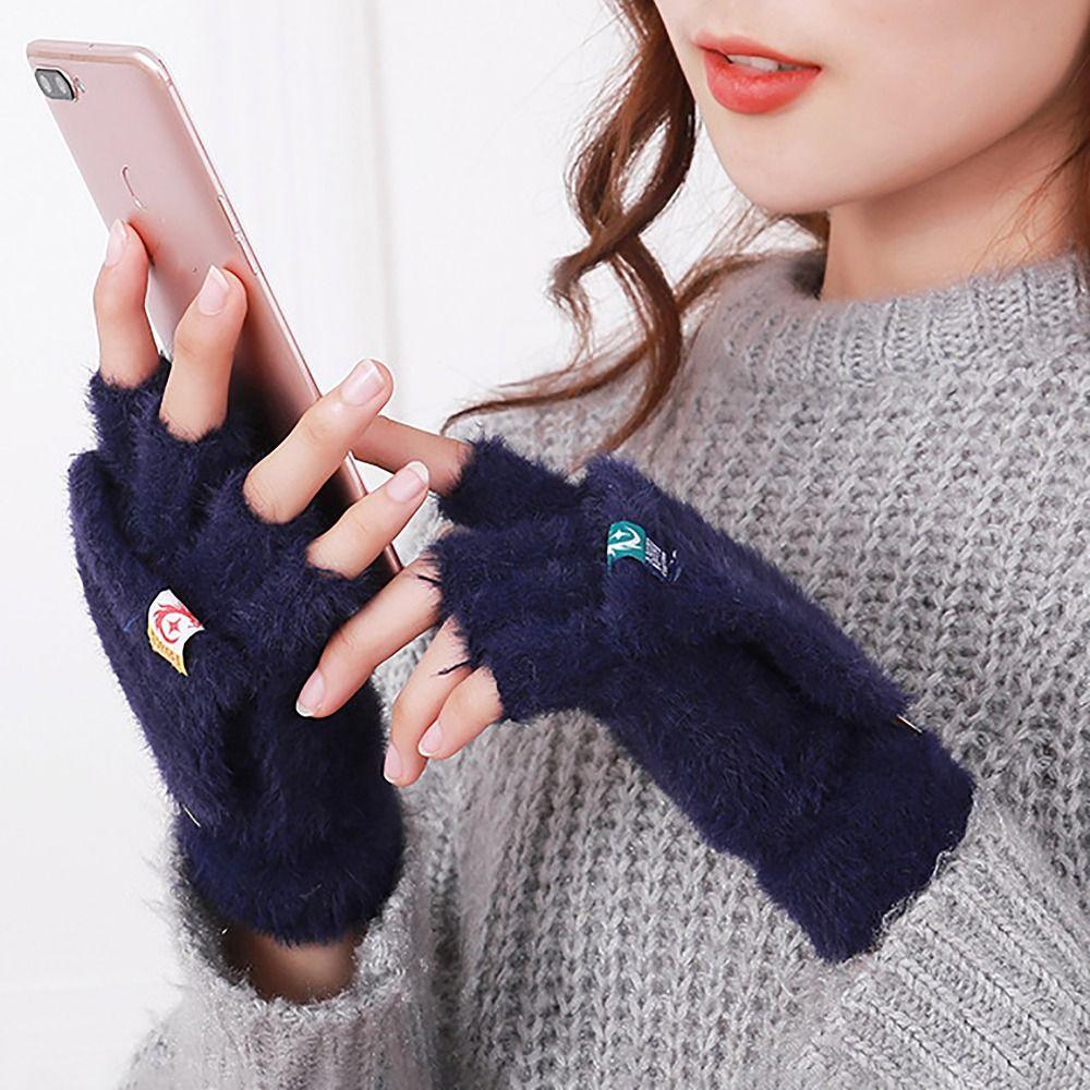 Plush Winter Gloves Screen Touchable Hand Warmer Fashion Glove Bracers  For Woman Girls
