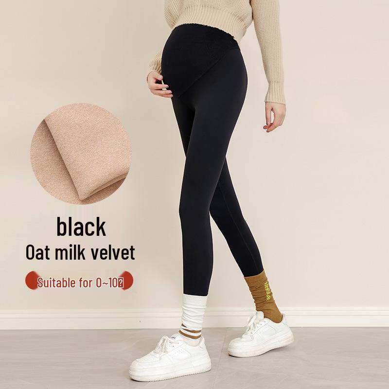 Maternityleggings i stora storlekar: Smalnande Höst/Vinter Byxor med Hajmage-stöd och Sammet