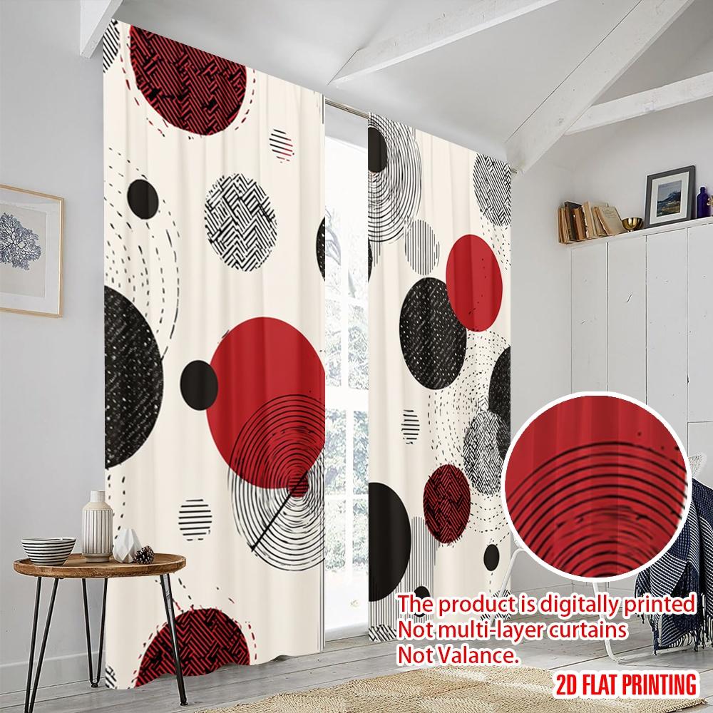 2pcs,2D Plane Printing Curtains&Window Treatment Geometric Circle Fusion Polyester Woven (without Rod) Art Deco Festive for