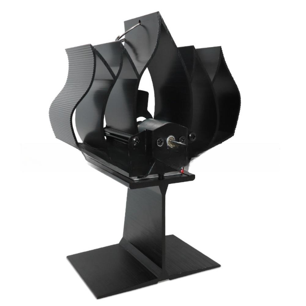 Self Powered Portable 6 Blade Aluminum Stove Fan Quiet Operation Efficient Heat Distribution for Home Fireplace