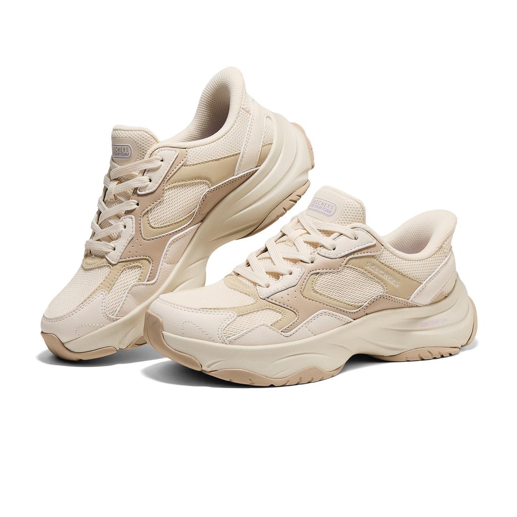 Skechers Street Comfortable Versatile Breathable Support Low-Top Dad Shoes Women Sneakers Beige Brown 190075-NTMT