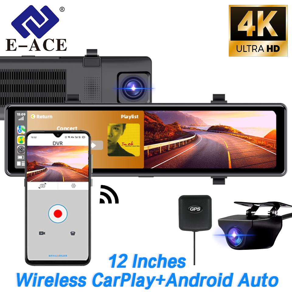 

Автомобильный видеорегистратор E-ACE 4K с 12-дюймовым зеркалом заднего вида, поддержкой 5G, камерой ночного видения 1080P и круглосуточным мониторингом парковки. No TF Card