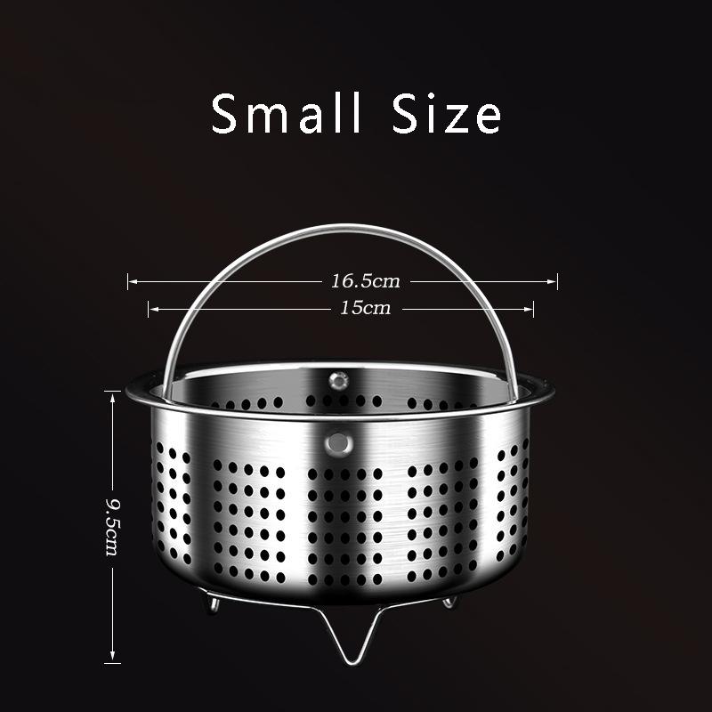 

Stainless Steel Steamer Basket Food-Grade Steaming Bowl with Drainable Holes Heat Resistant Rice Cooking Dish for Kitchen