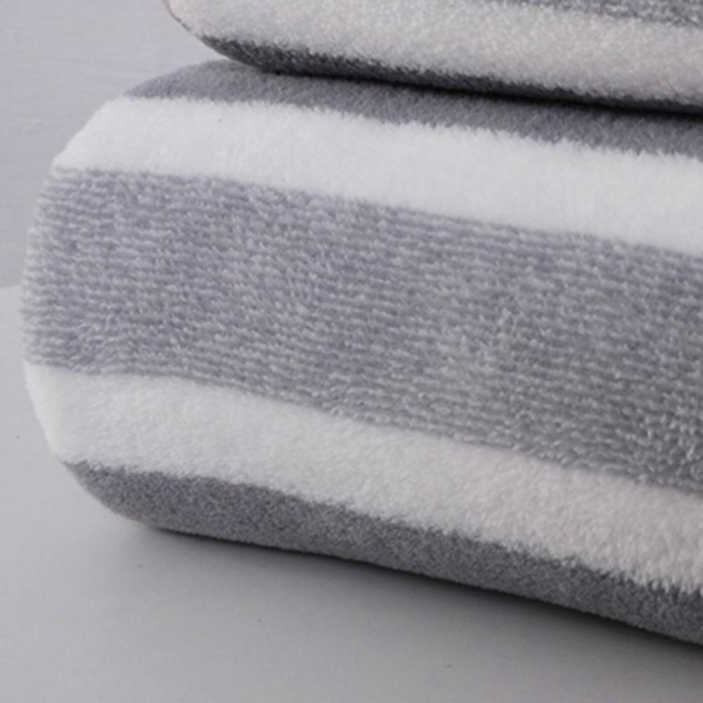 Bath Towel Wrapped In Thick and Enlarged Absorbent Face Wash, Home Wide Striped Coral Fleece Towel Set
