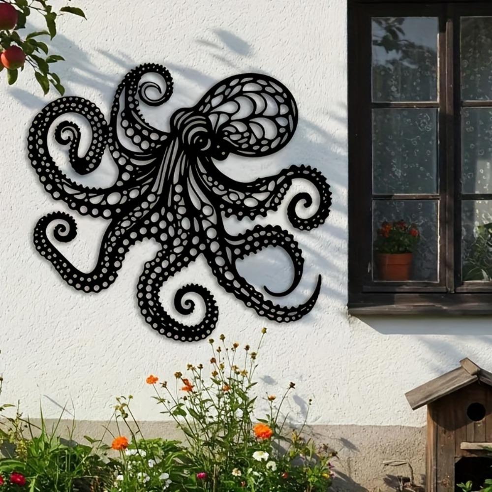 Large Metal Octopus Wall Art Victorian Gothic Laser Cut Sculpture Nautical Halloween Decor Gift
