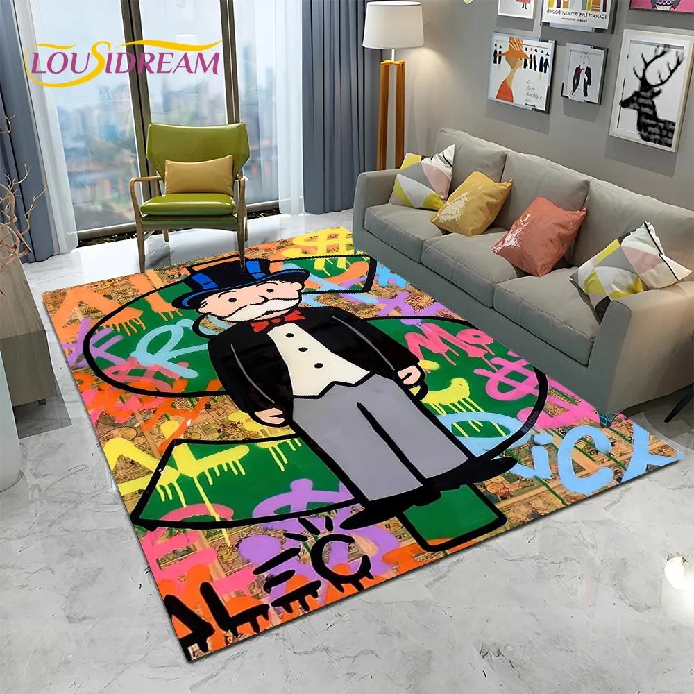 Retro Games Dollar Monopoly Cartoon Carpet Rug for Home Living Room Bedroom Sofa Doormat Decor,kids Area Rug Non-slip Floor Mat