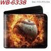 Sports Ball Bifold Wallet Football Basketball Rugby Pattern Student Coin Purse Card Holder Leather Short 1pcs