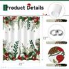 Christmas Shower Curtain, Holly Xmas New Year Holiday Winter Decor Bathroom Curtain Set Waterproof Polyester Fabric With Hooks