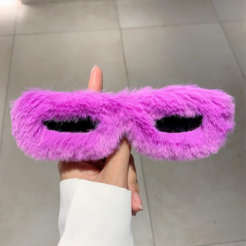 Fashion Soft Full Woollen Sunglasses Women Men Y2K Trend Fur Velvet Pink Sun Glasses Female Luxury Brand Designer Eyewear