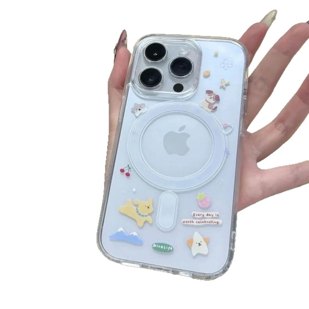 For Transparent for Apple Mobile Phone Protective Case Magnetic Suction High-end Mobile Phone Case Magnetic Suction Ring