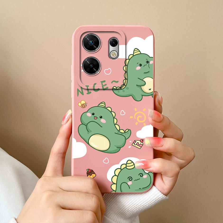 For Infinix Zero 30 4G 5G Case Cute Dinosaur Leopard Print Pattern Liquid Silicone Protective Back Cover For InfinixZero30 Funda