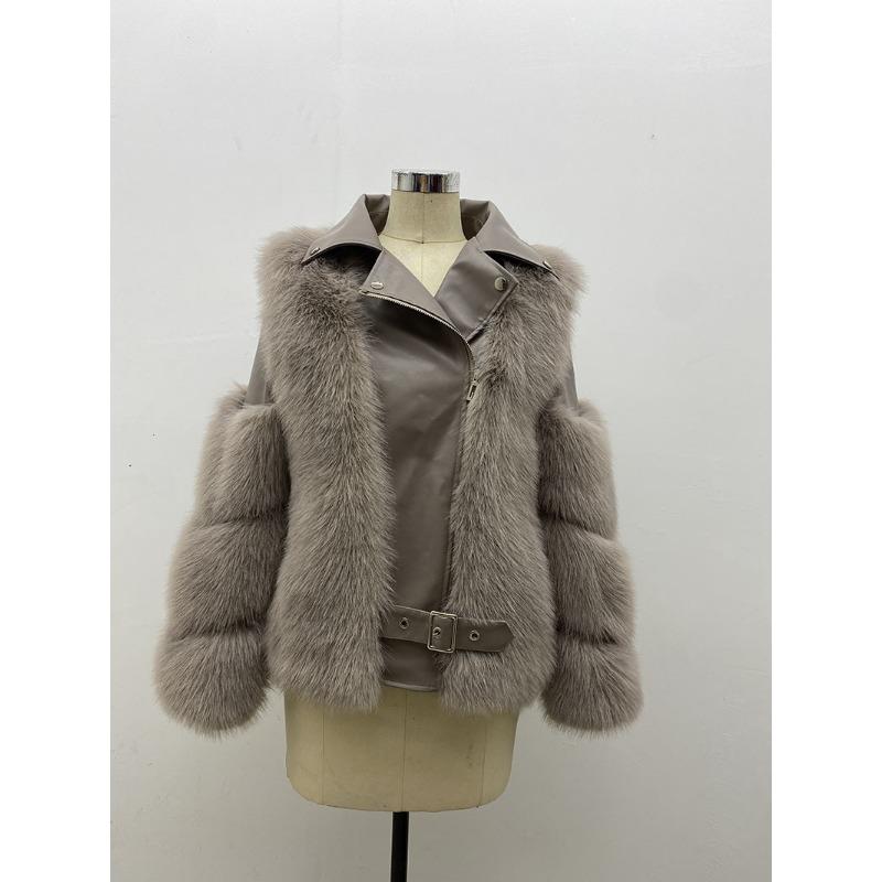 

Зимняя новая имитация женской локомотивной одежды короткая хлопковая куртка меховая вставка тонкий модный меховой топ 3XL [recommended 130-70kg]