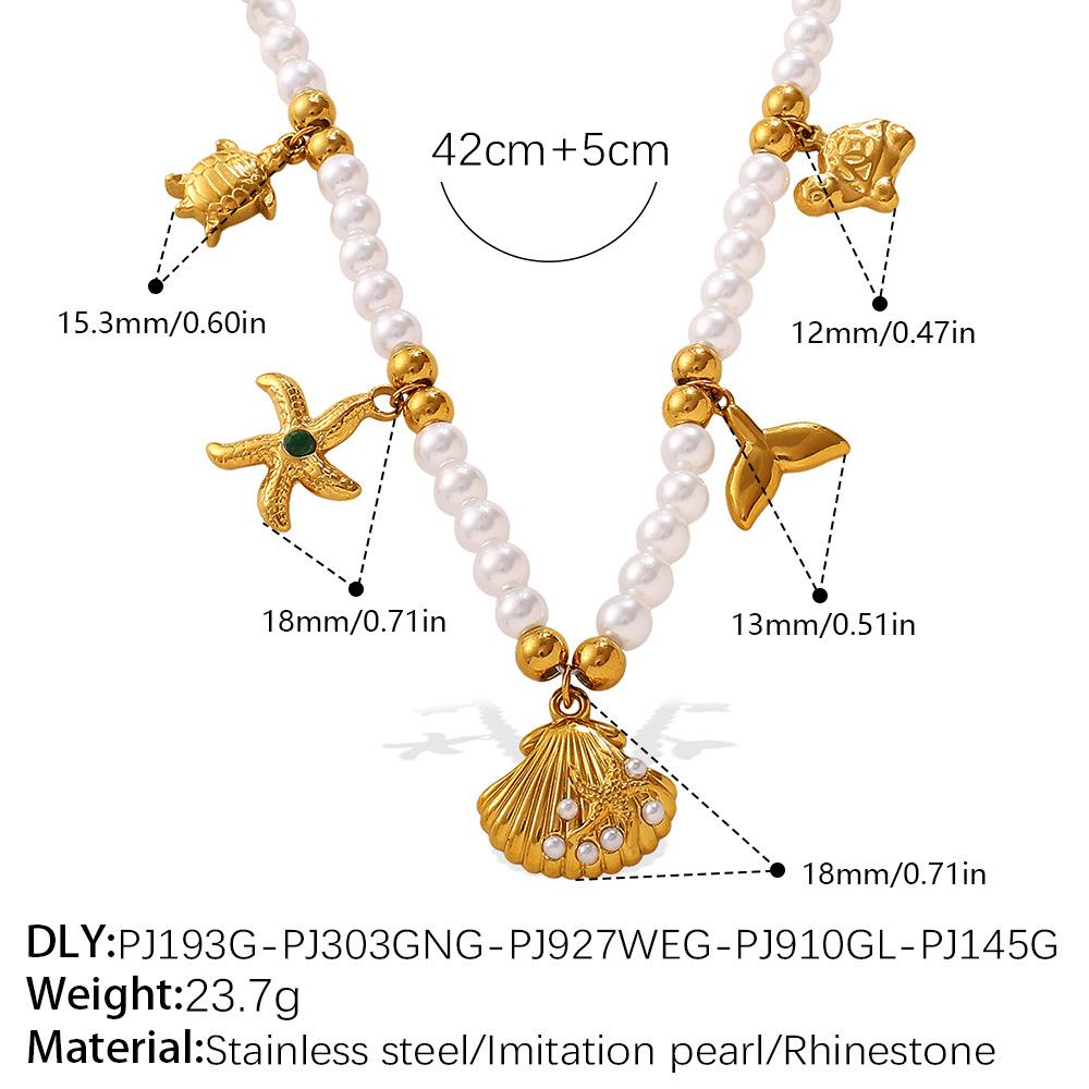 Seaside vacation wind shell starfish imitation pearl bracelet necklace niche design high-end suit women