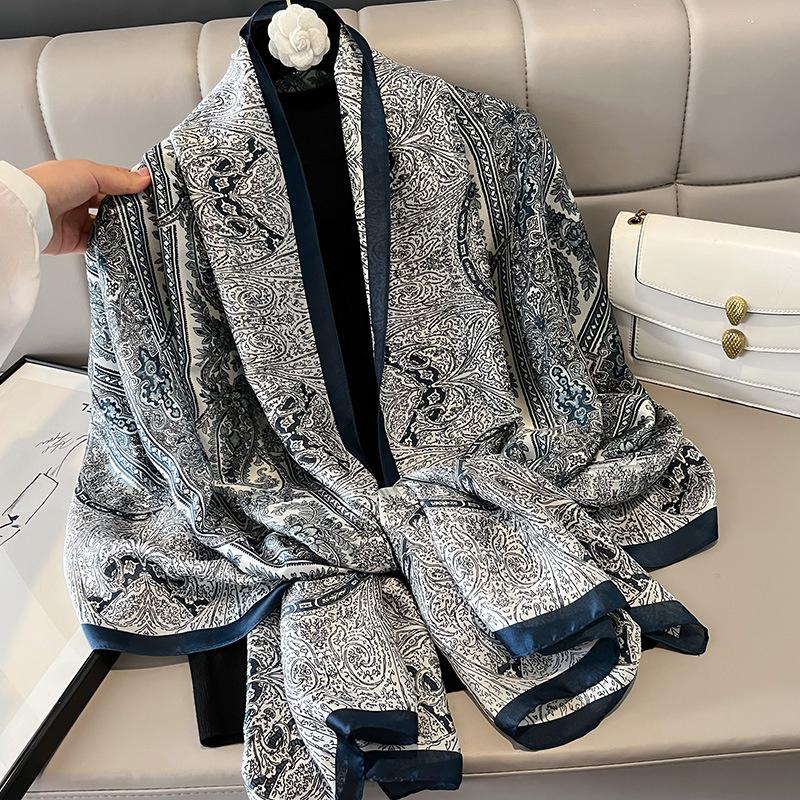 180X90Cm Luxury  Fashion Summer Women Soft Silk Scarves Female Shawl Foulard Ladies Muffler Beach Wrap Bandanna Pareo Beach