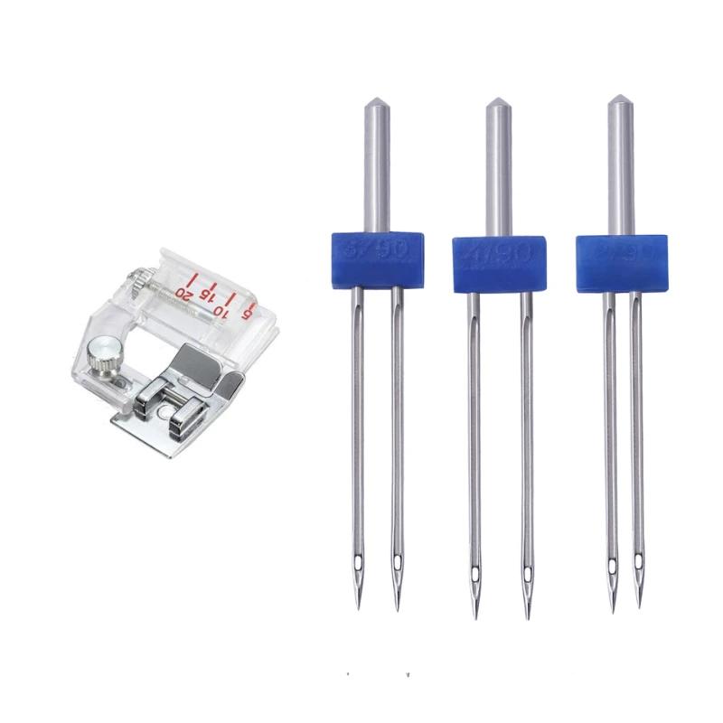 3/4/6Pcs Sewing Machine Double Twin Needles Wrinkled Sewing Presser Foot Sewing Machine Needles Size 2.0/90-3.0/90-4.0/90