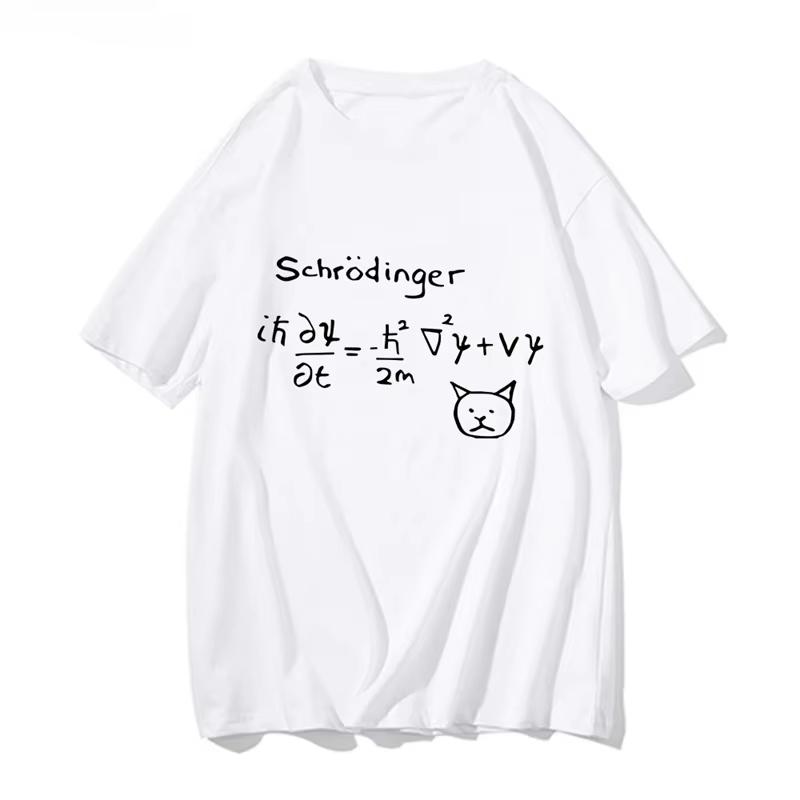 

Fun Schrodinger Cat Quantum Mechanics T-shirt Fashion Comic Comic Man Formula Handsome T-shirt Men s Women T-shirt Funny Clothes S