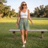 Women's Casual Button Front Elastic Waistband Shorts High Waist Loose Fit Summer Lightweight Breathable Fabric Comfortable Design