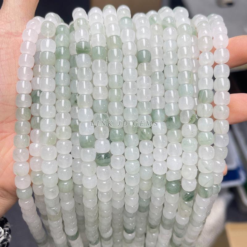 8/10mm Natural Tianshan Jade Old Shape Beads - Ice Jade Stone Apple Beads for DIY Jewelry