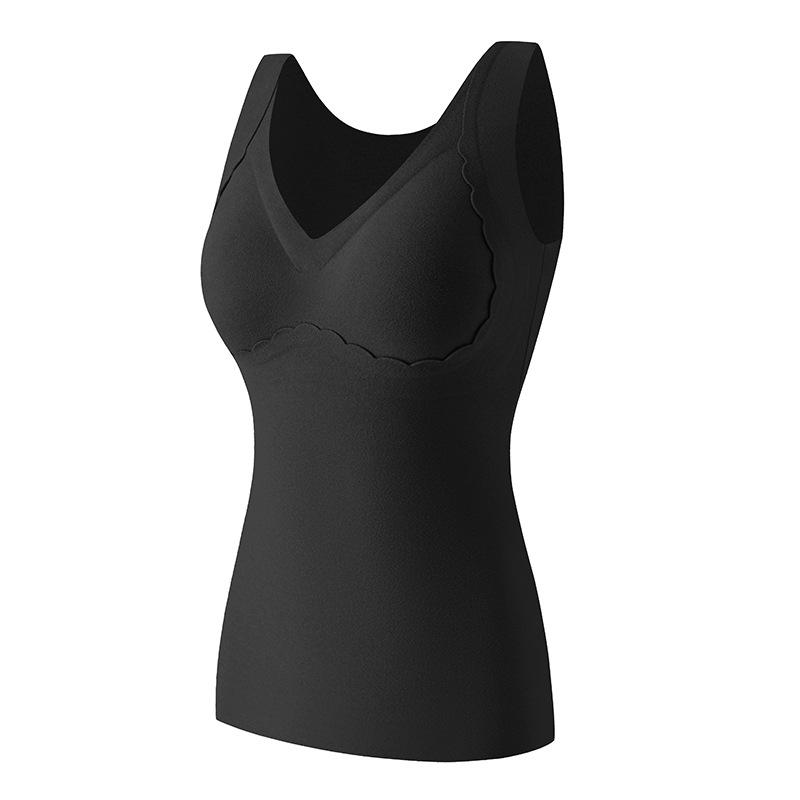 

10A antibacterial ginseng slim fit inside thermal vest non-marking warm velvet with chest pad backing soft thermal underwear women 2XL