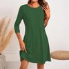 Women's Fashion Casual Color Round Neck Three-quarter Sleeve Short Dress