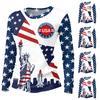 Damen Mode Lässiger Bedruckter Rundhals Langarm Pullover Top