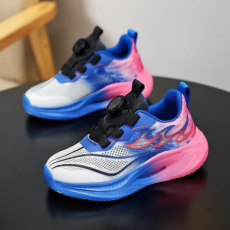 Children's Sports Shoes 2025 Summer New Boys' Sports Shoes Children's Primary School Sports Shoes Rotating Button Mesh Breathable
