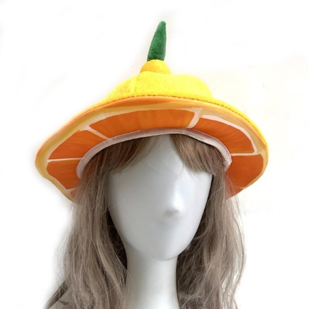 Comfortable Plush Orange Hat Cute Halloween Cap Costume Accessories Bucket Hat Festival Event