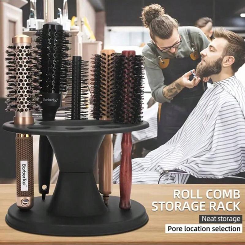 1pc Round Scissors and Comb Storage Rack Hair Salon Barber Shop Special Curling Comb Socket Black Round Rack