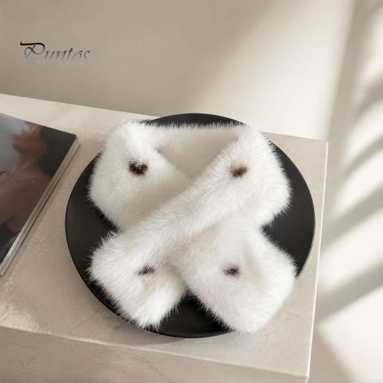 Daily Outdoor Cycling Scarf Faux Fur Collar for Women, Plush Neck Warmer Scarf, Fluffy Solid Color Winter Accessories Scarves, Thanksgiving Christmas