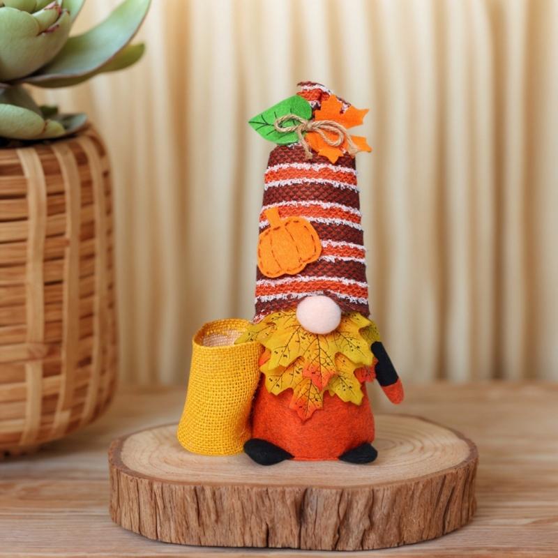Dwarf Plush Doll Thanksgiving Decoration Handmade Dwarf Figure Doll Autumn Decoration For Home Party Table Centerpieces