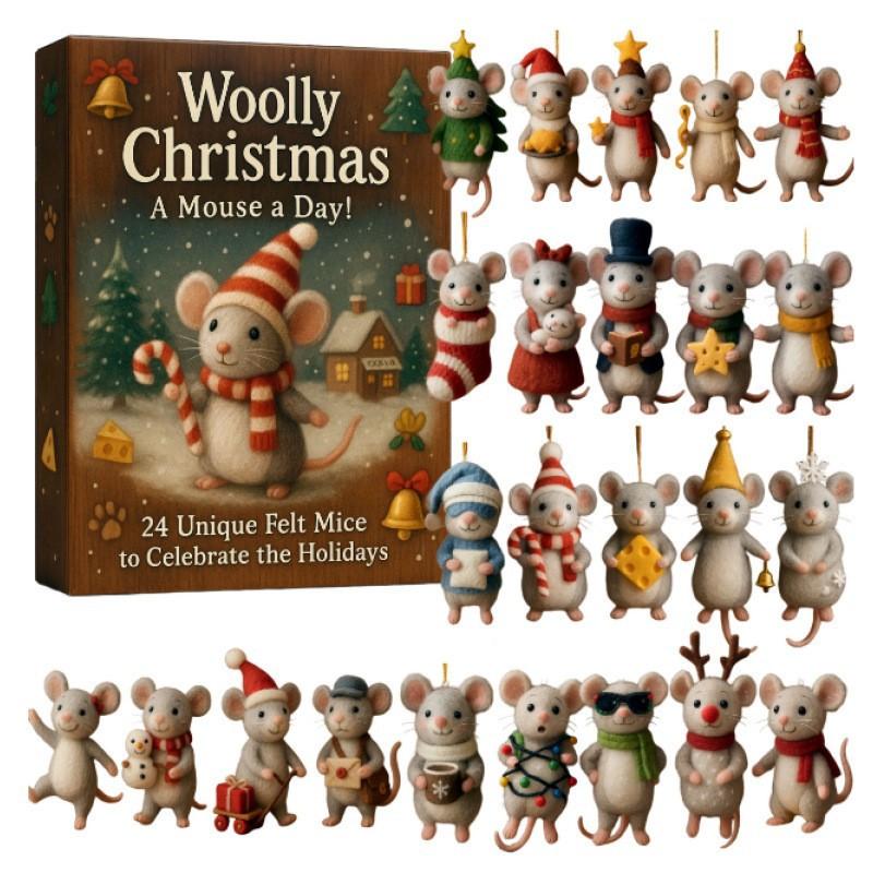 

Advent Calendar 2025, 24 Days Christmas Countdown Calendar 2D Acrylic Cute Ornaments for Christmas Tree Decoration Bag Pendant