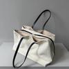 First layer soft leather splicing linen canvas hobo armpit bag large capacity multi-mezzanine tote bag shoulder large bag women