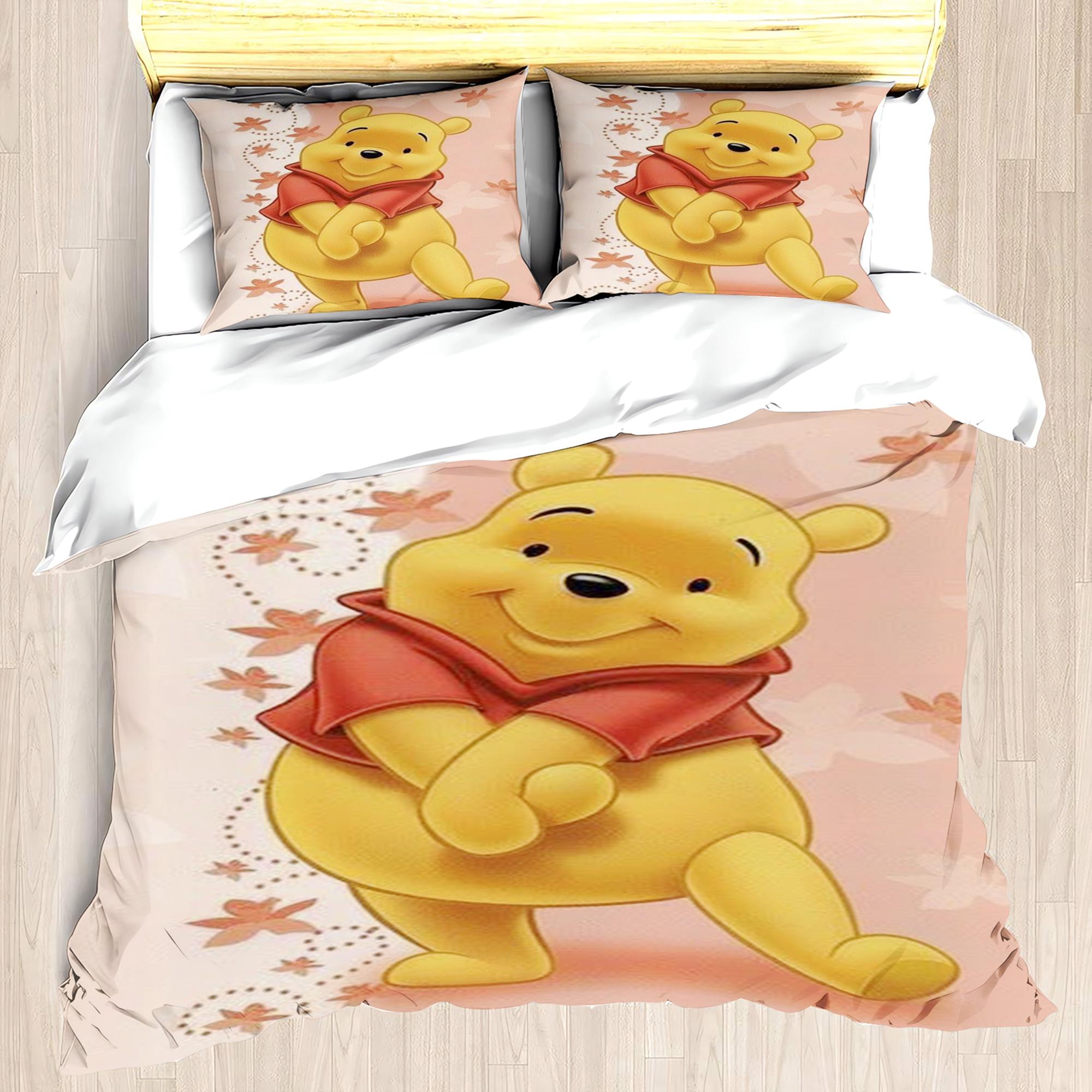 

MINISO Winnie the Pooh Duvet Cover Set Comforter Bedding 3d Children S Bedding Set 3-Piece 1 Quilt Cover King Size AU Single(140*210cm)3pcs